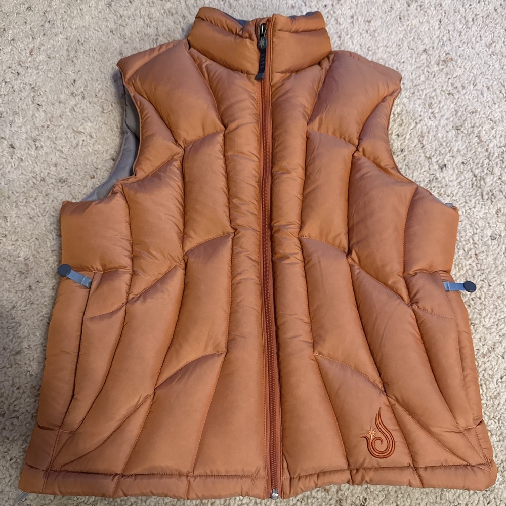 Isis Orange Women's Premium Goose Down Puffer Vest SZ 10, Excellent Condition